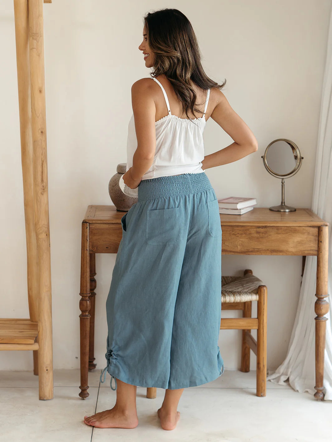 Aruba French Linen Pants Tahiti Blue