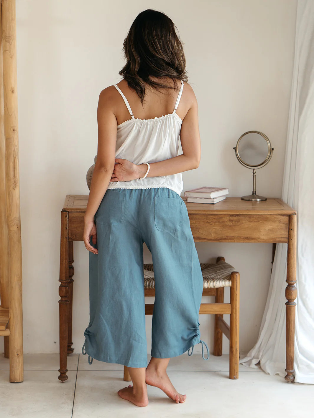 Aruba French Linen Pants Tahiti Blue