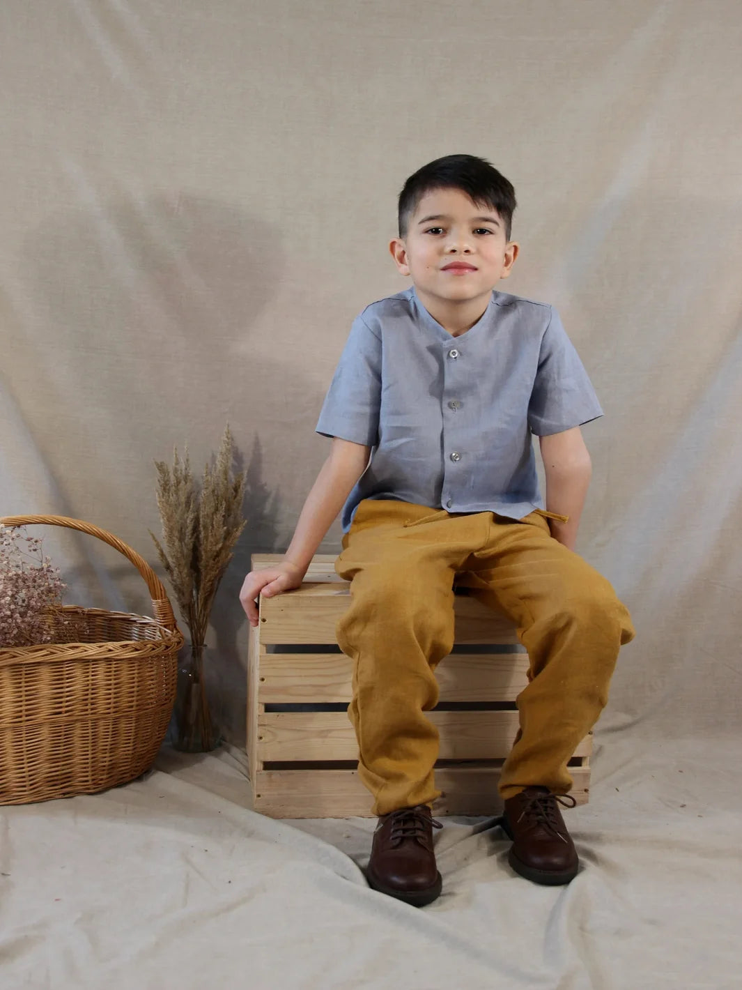 Boys' vintage linen trousers | Handmade cozy linen pants for toddler boy