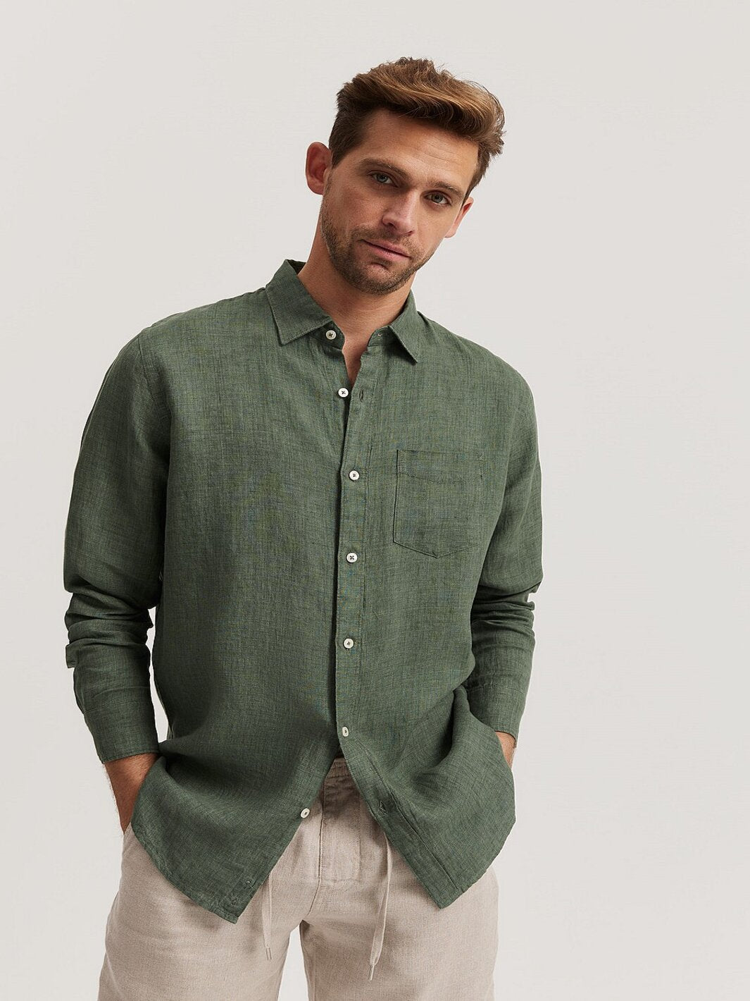 Regular Fit Organically Grown Delave Linen Shirt