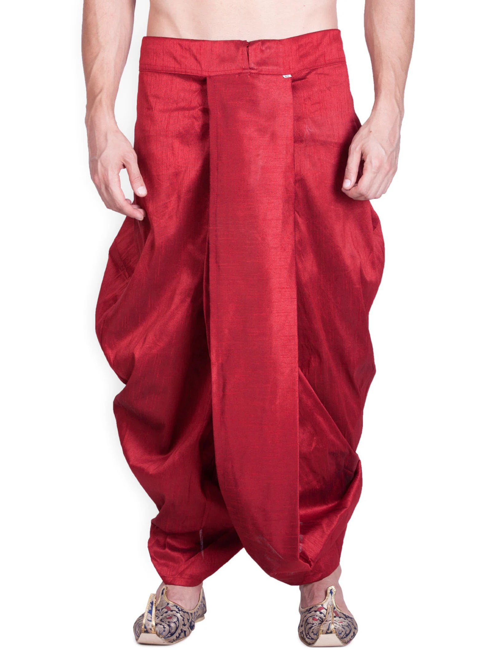 Men's Silk Dhoti Stitched Dupion Silk Pyjama Handmade Traditional Boho Hippie Fashion Dhoti Free Shipping (Size-Free Size) One Size Fit All