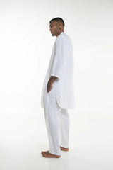 Snow White Linen Men's Pants | Tailored Fit Casual Trousers for Versatile Comfort | Takiyu Loungewear TAKIYU MAN PANTS